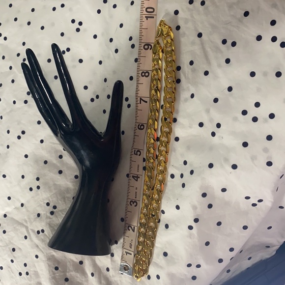 Fashion yellow solid gold filled Cuban chain necklace and bracelet - Picture 6 of 7